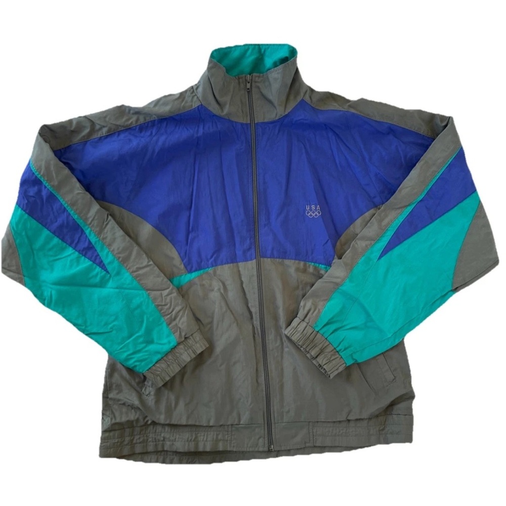 VINTAGE JCPenney USA Olympic windbreaker jacket Blue, Gray, and Green Medium